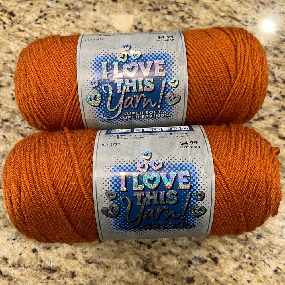 2 Skeins I Love This Yarn Burnt Pumpkin 154 Acrylic Medium 4 Orange Hobby Lobby